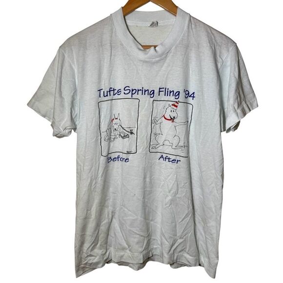 Vintage 1994 Tufts Spring Fling ‘94 Screen Stars Single Stitch Tshirt Men’s LG - Picture 1 of 6